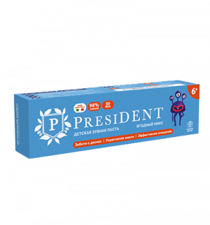 зубная паста детская PRESIDENT 6+ Ягодный микс(50 RDA) 50 г