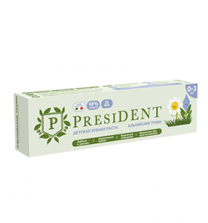 зубная паста детская PRESIDENT 0-3 Альпийские травы (25 RDA) 32 г